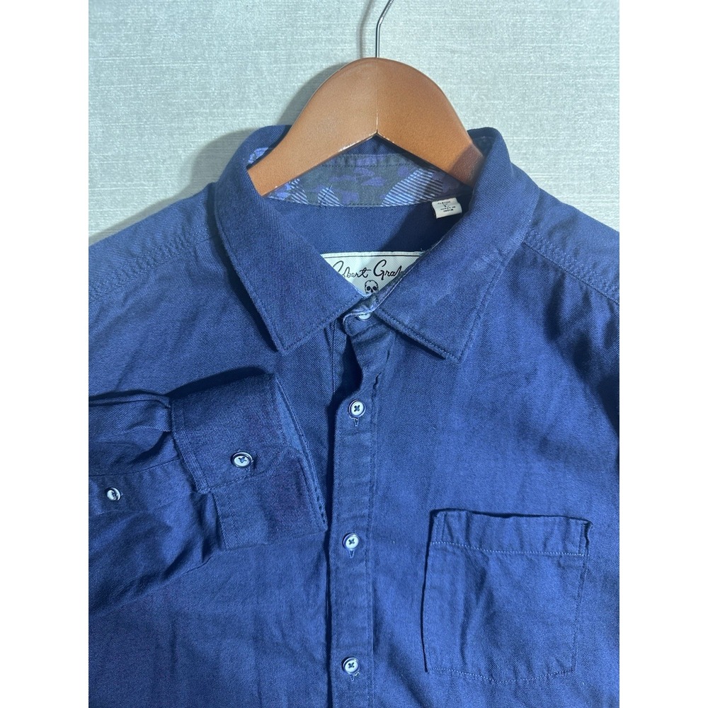 Robert Graham Long Sleeve Button Up Classic Fit‎ Shirt Mens Large Blue Tencel